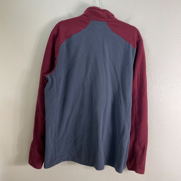 LL Bean Mens Large Tall Slightly Fitted Fleece Jacket Full Zip Up Gray Burgundy - Picture 6 of 6